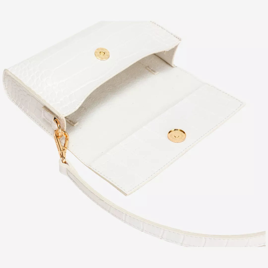 Croc Flap Over Shoulder / Crossbody - White