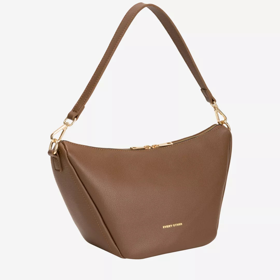 V Line Shoulder Bag - Brown