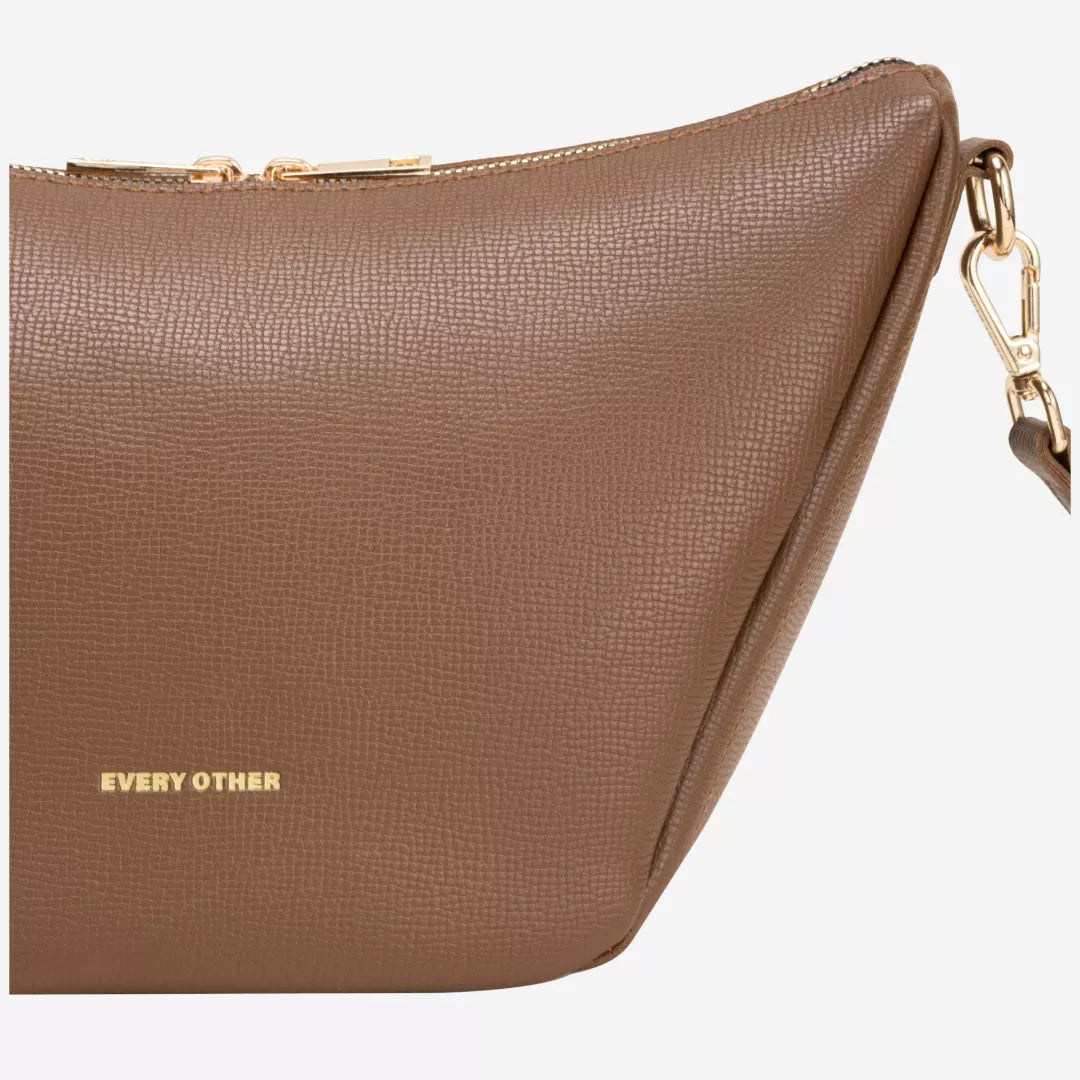 V Line Shoulder Bag - Brown