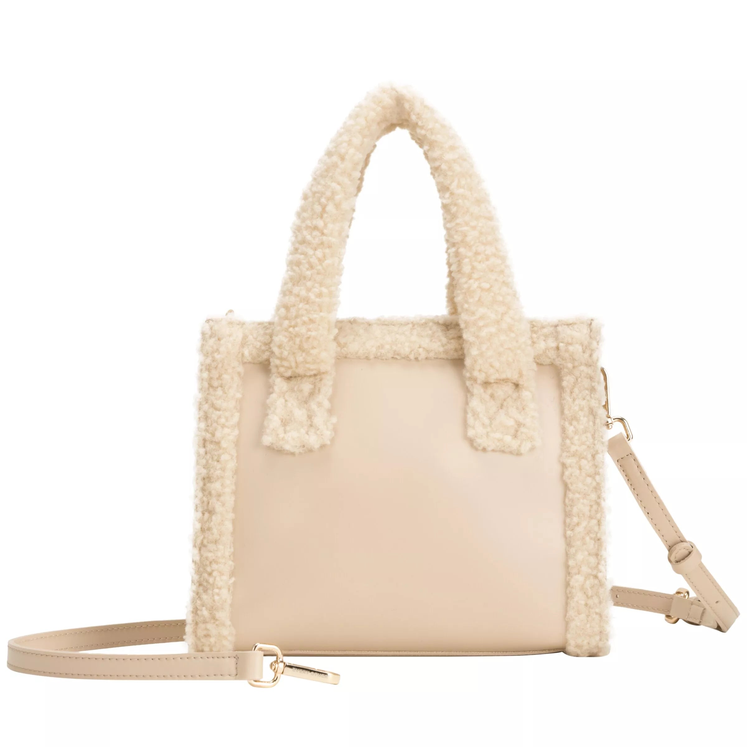 Square Shearling Grab Bag - Beige