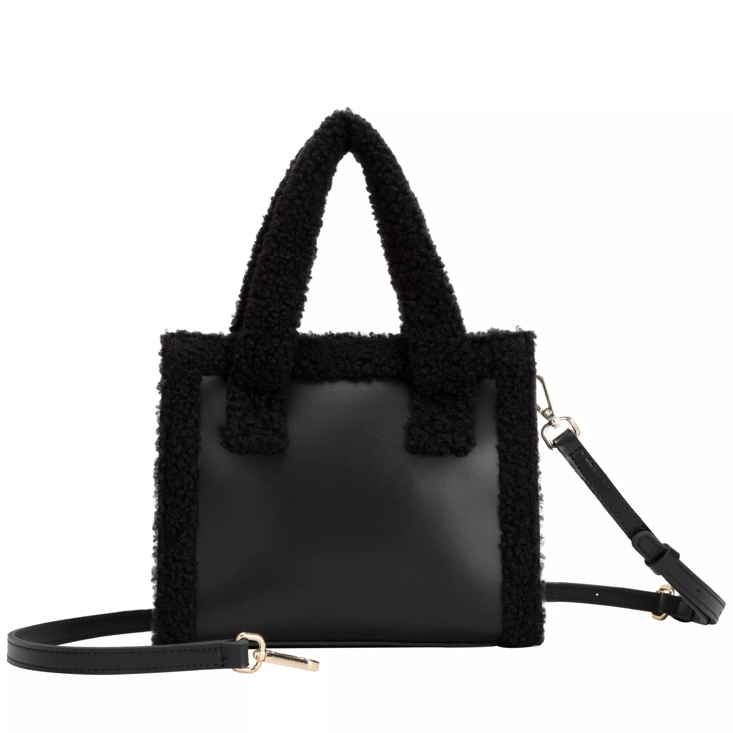 Square Shearling Grab Bag - Black