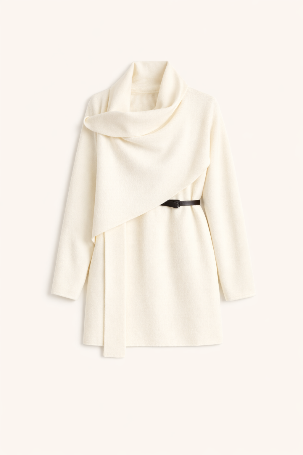 Belt Scarf Cardigan - Cream