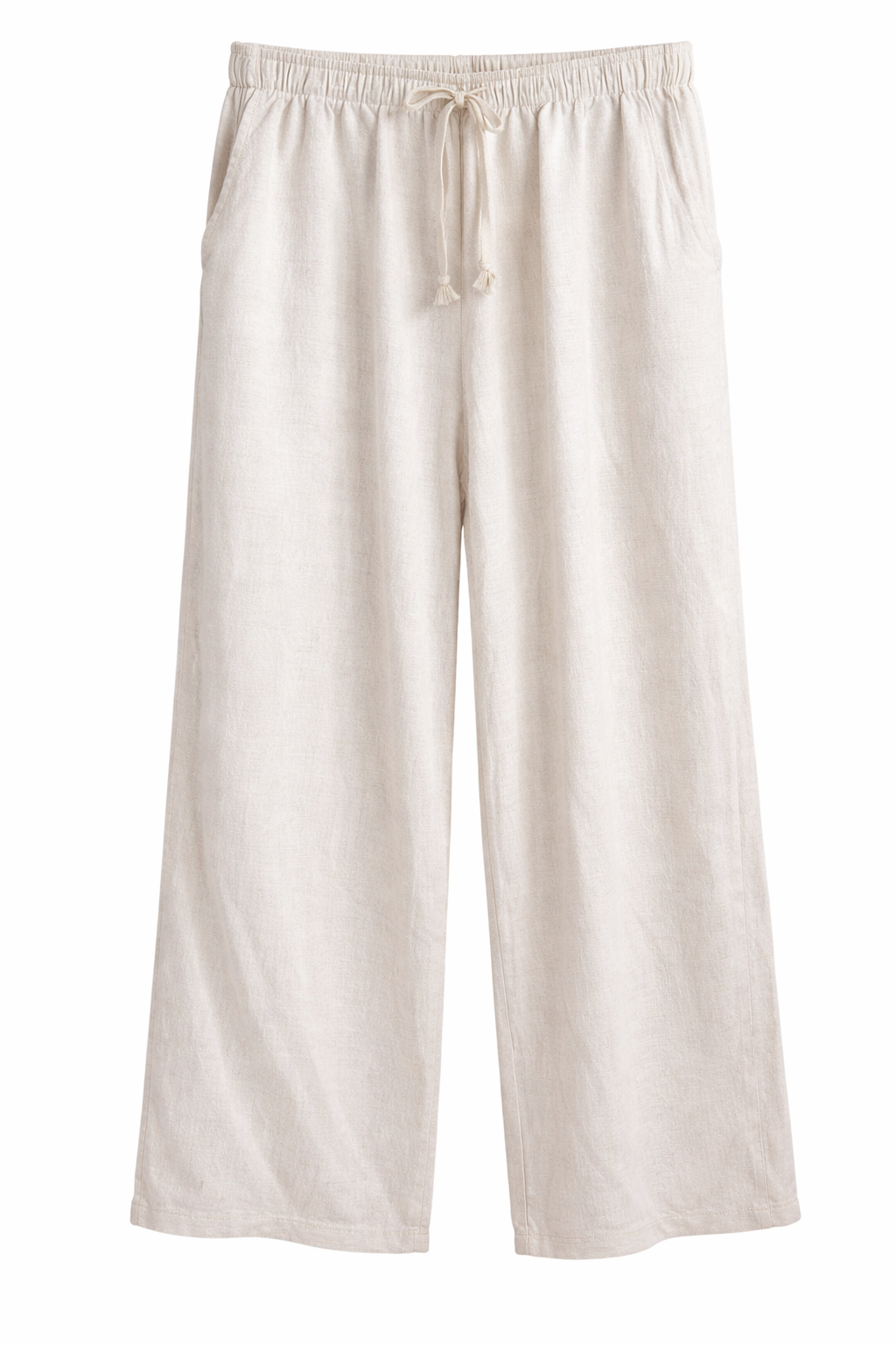 Linen Blend Trousers - Cream