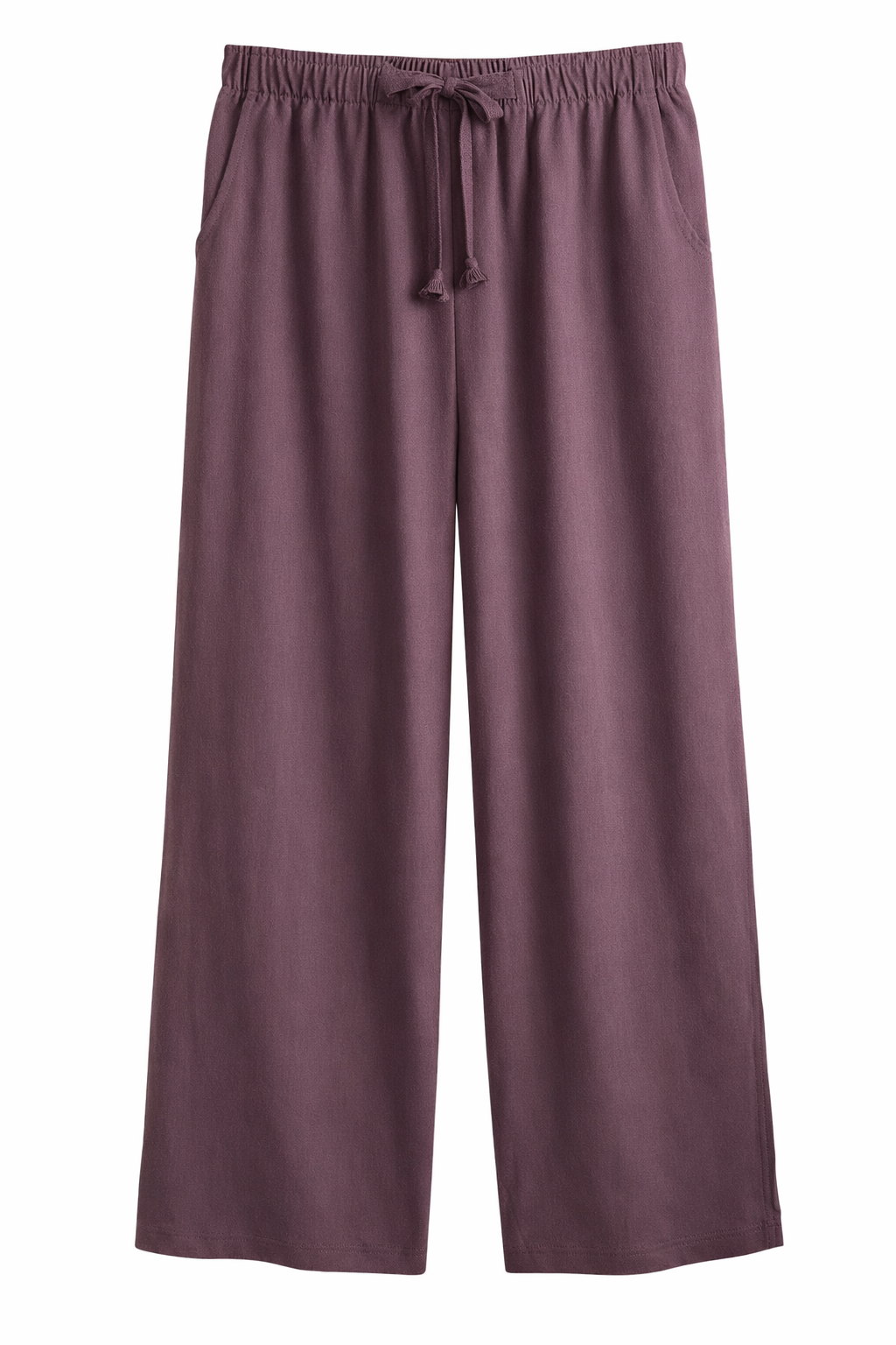 Linen Blend Trousers - Brown