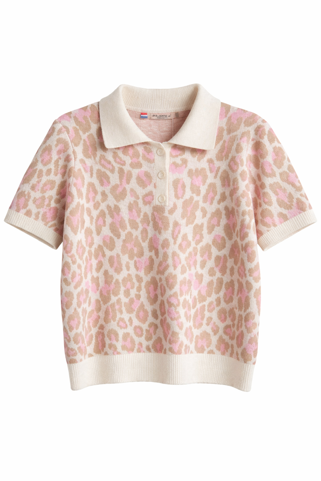 Animal Print Knitted Collared Top