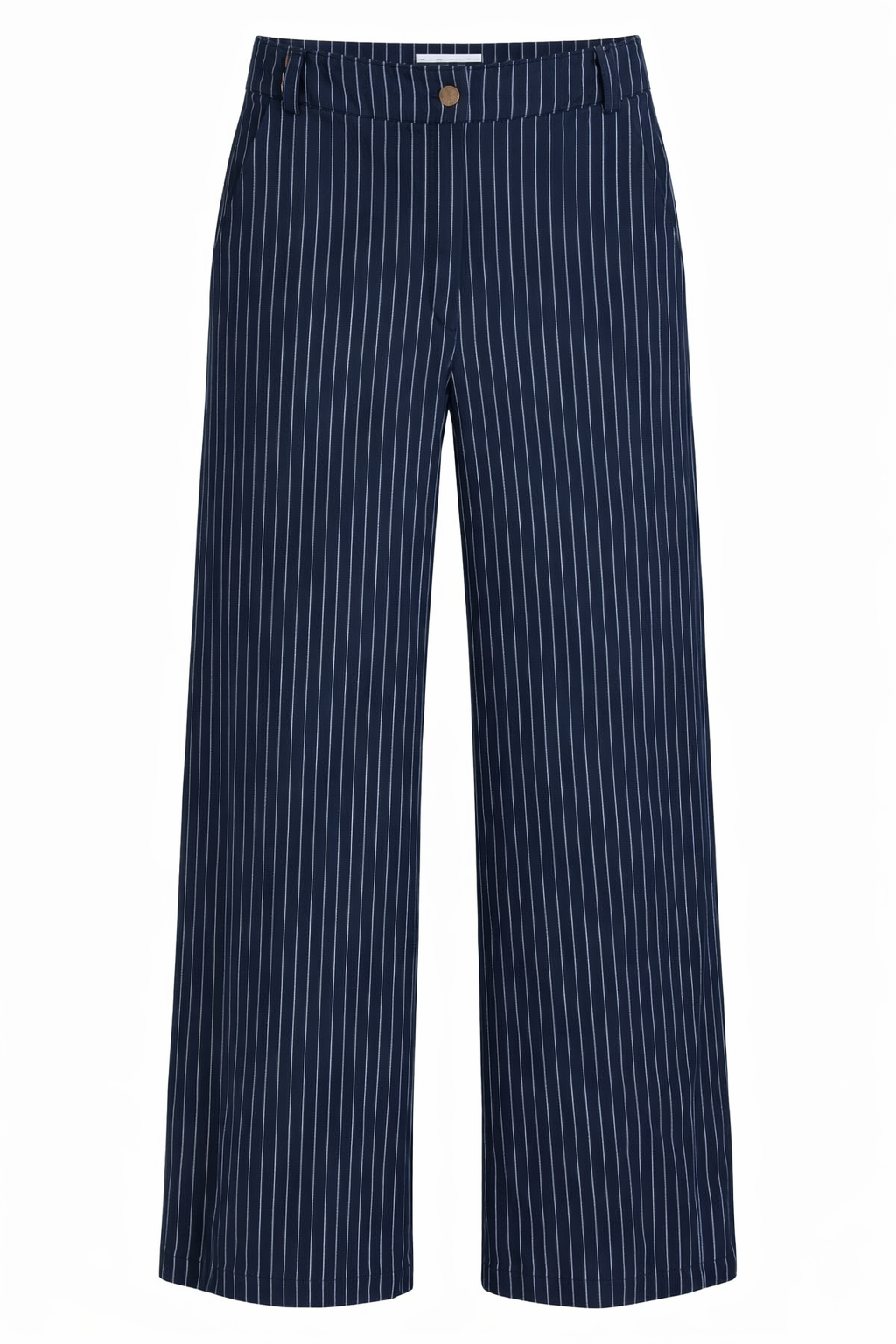Wide Leg Pinstripe Jeans - Navy