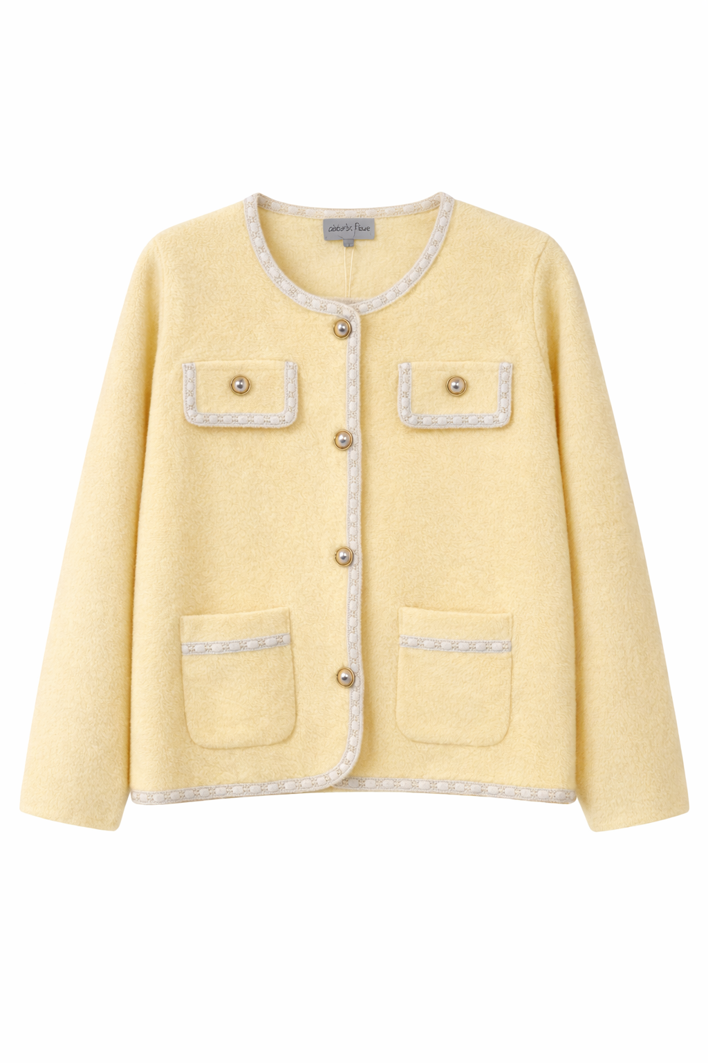 Structured Button Front Cardigan - Yellow