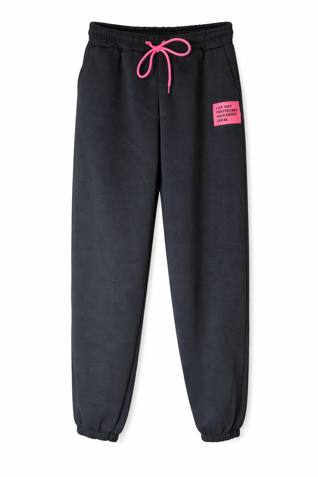 'Life Isn't Perfect' Tapered Jogging Bottoms - Navy