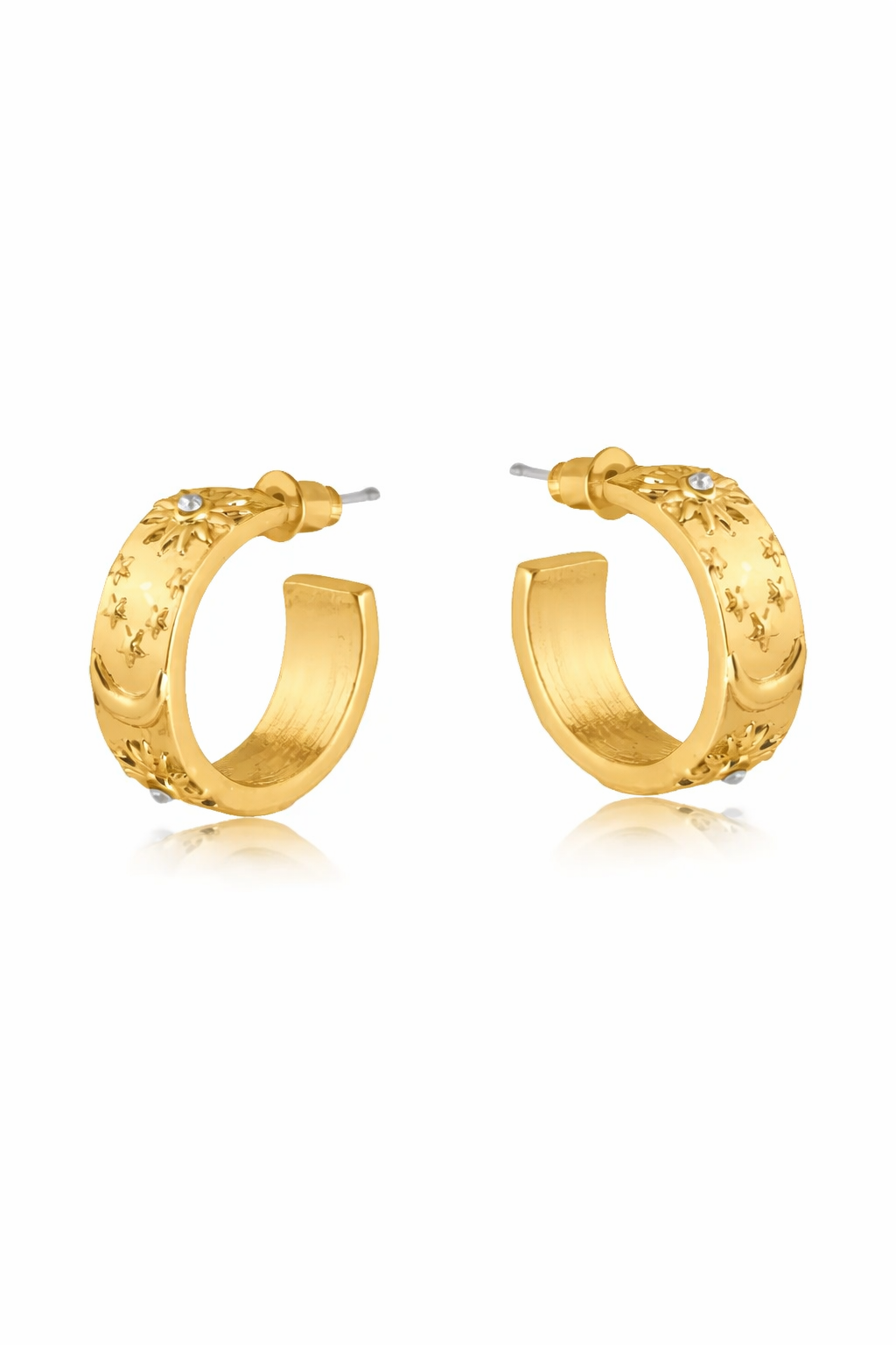 Margot Engraved Charm Hoop Earrings