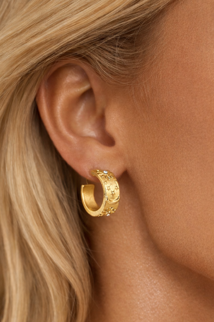 Margot Engraved Charm Hoop Earrings