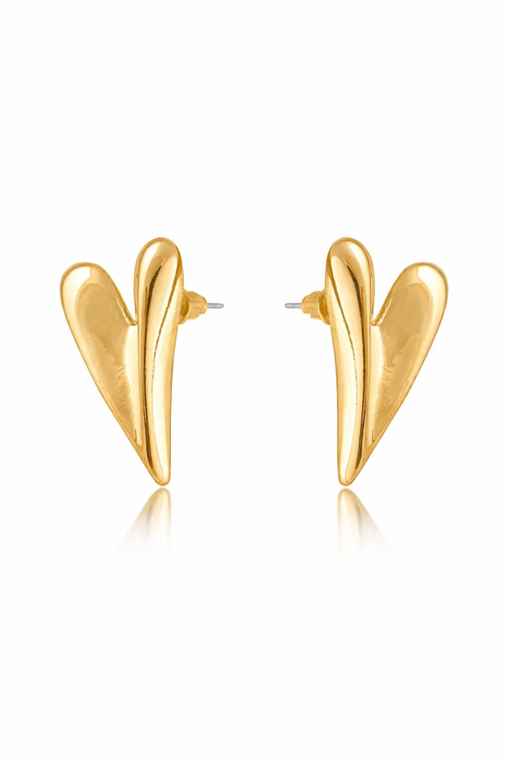 Gold Heart Stud Earrings