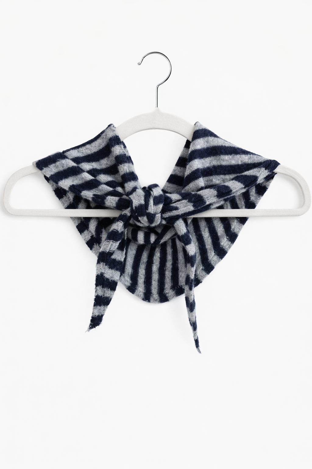 Striped Knit Neck Scarf - Navy