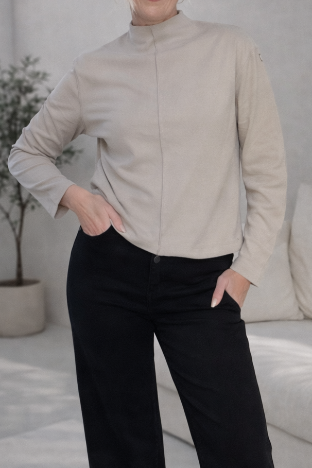 Active Wear Long Sleeved Ribbed Top - Mocha