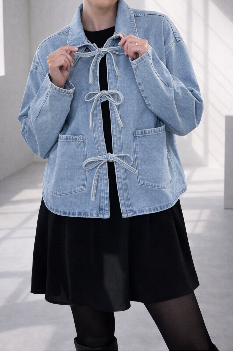 Tie Front Denim Jacket