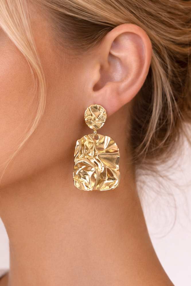 Penelope Crushed Metal Dangle Earrings