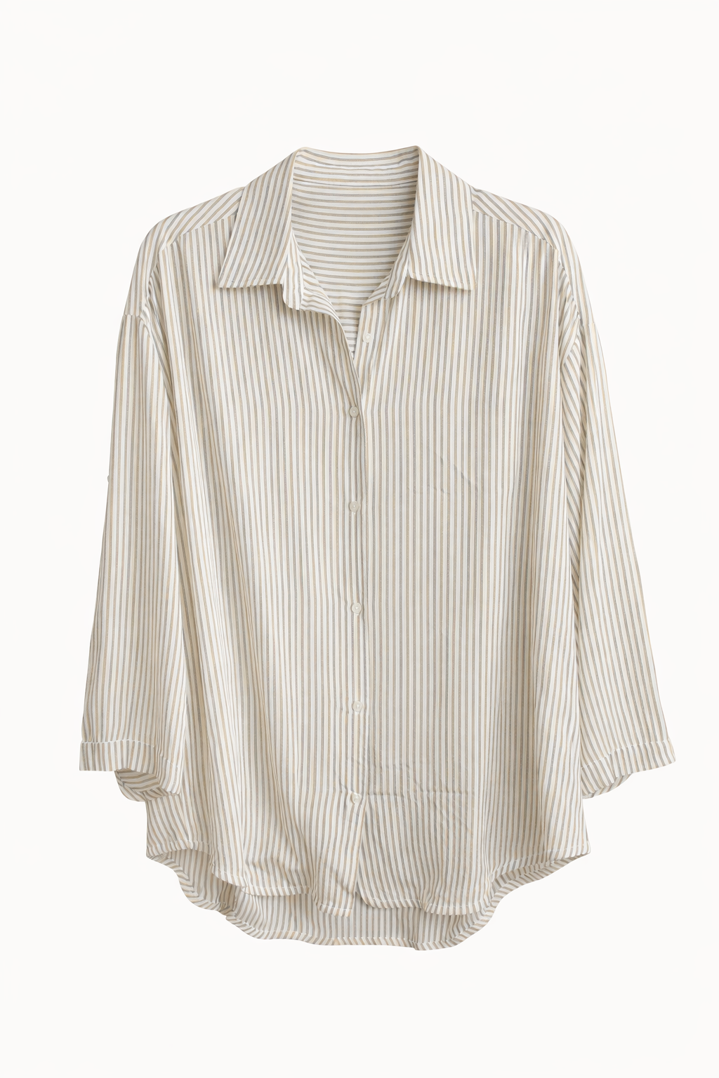 Striped Relaxed Shirt -Taupe