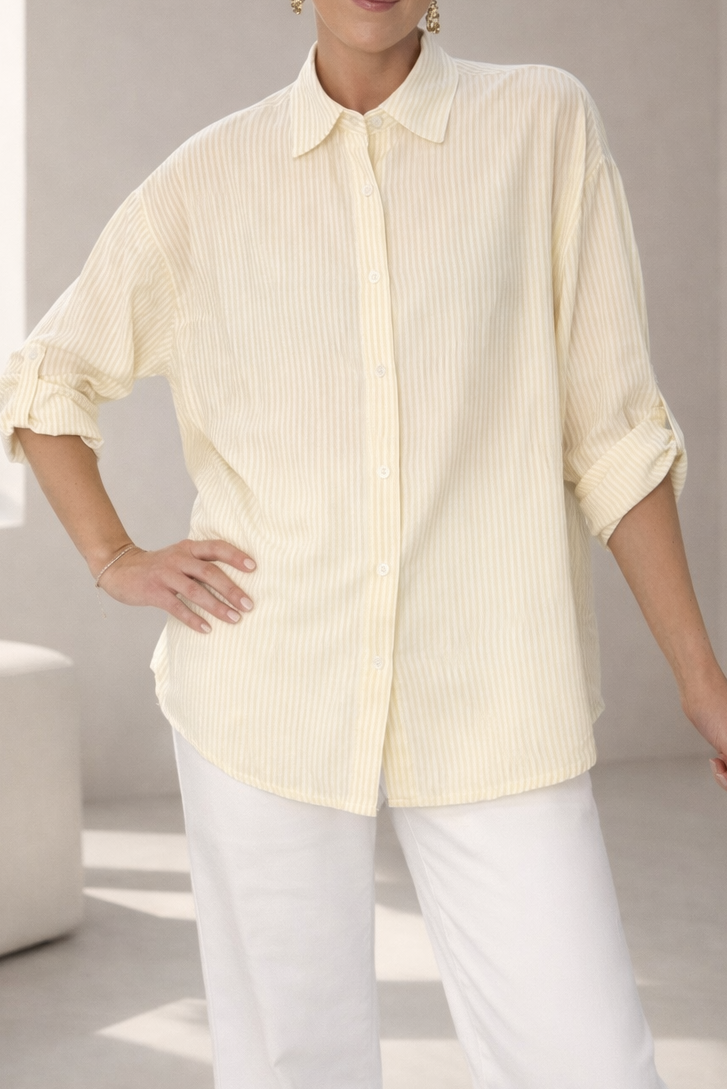 Striped Cotton Shirt - Yellow