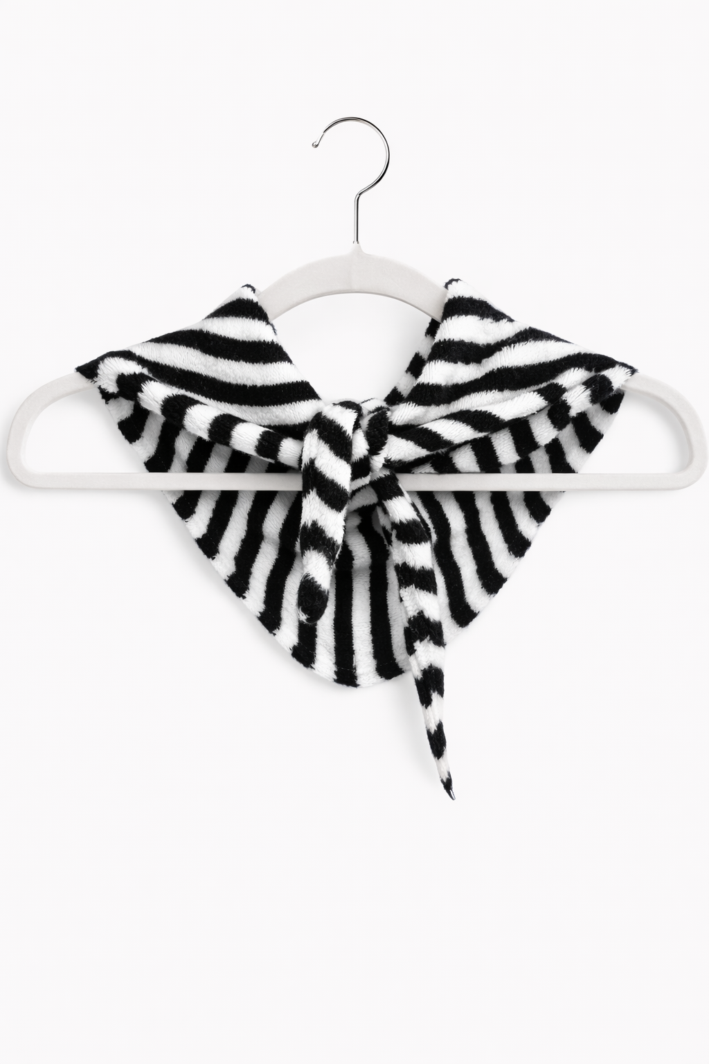 Striped Knit Neck Scarf - Black/White