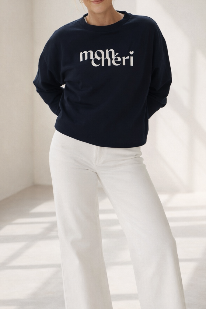 Mon Cheri Sweatshirt - Navy Blue