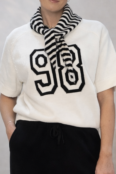 Striped Knit Neck Scarf - Black/White