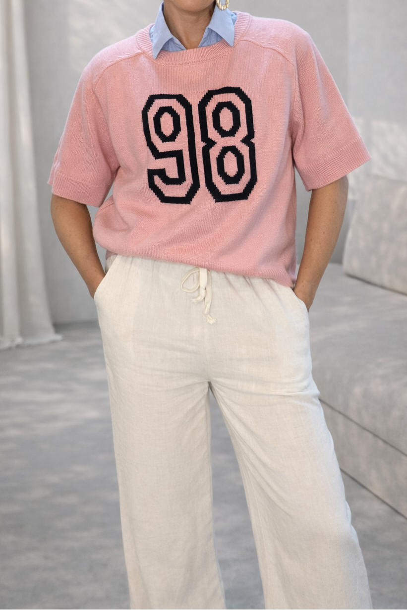 Oversized Short Sleeve Jumper - Pink