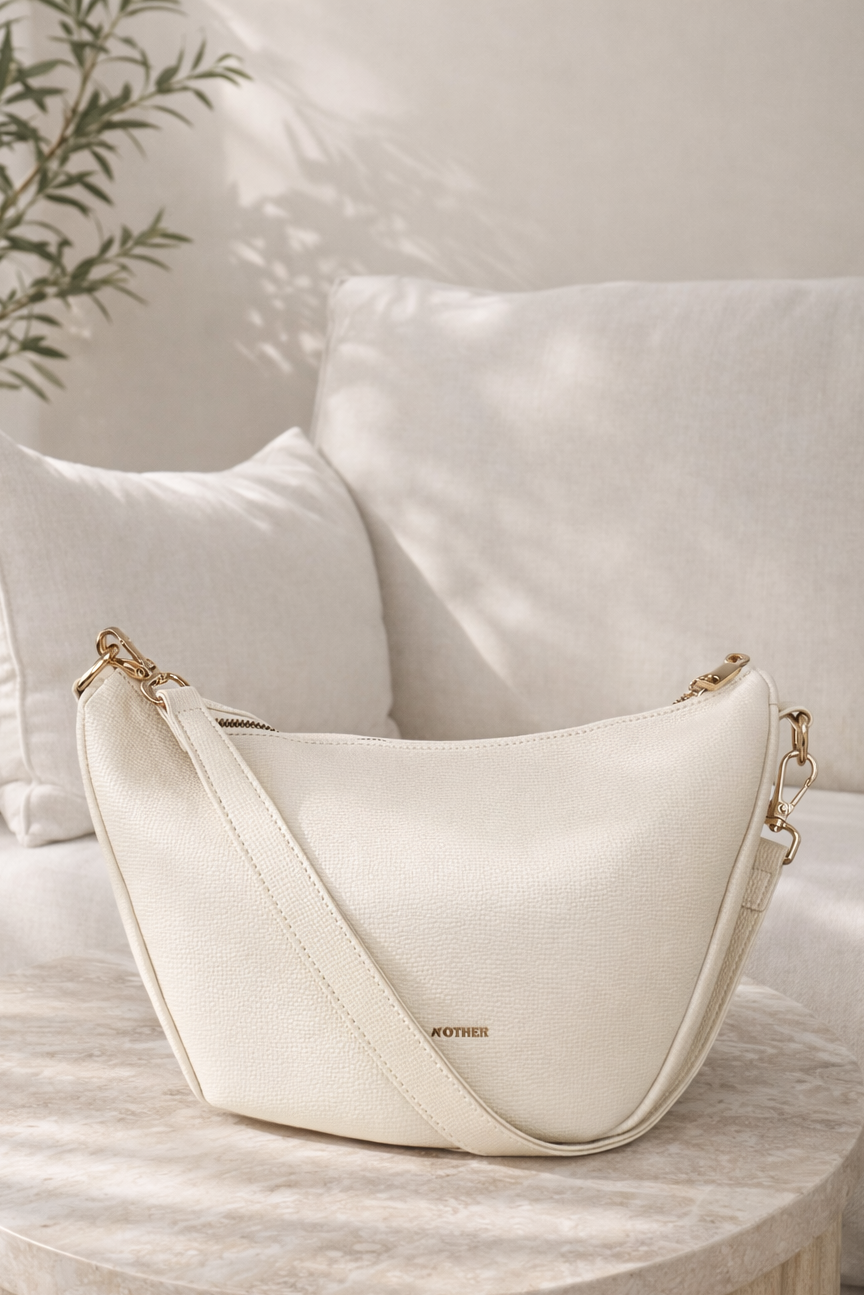 V Line Shoulder Bag - Cream