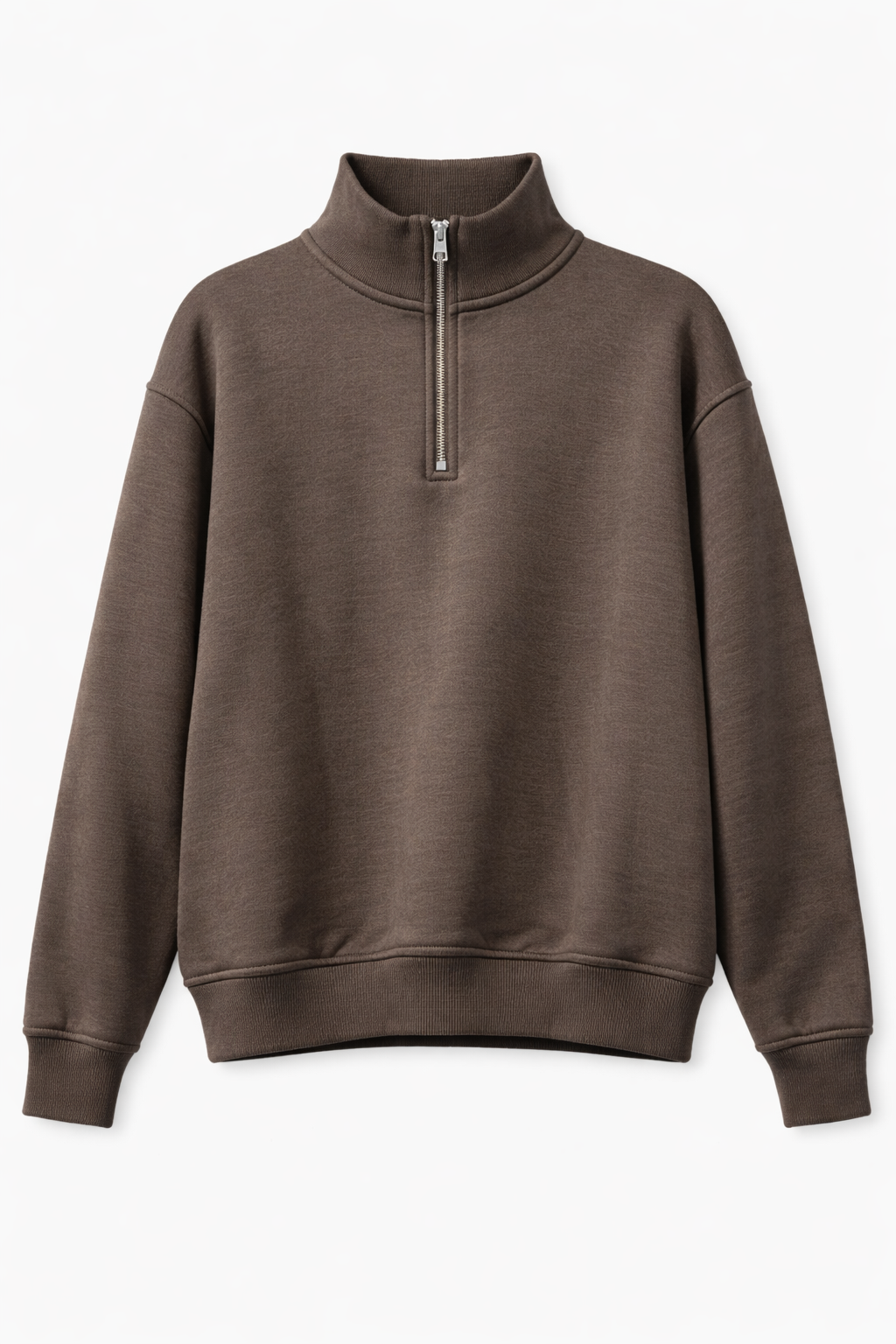 1/4 Zip Oversized Sweatshirt - Brown