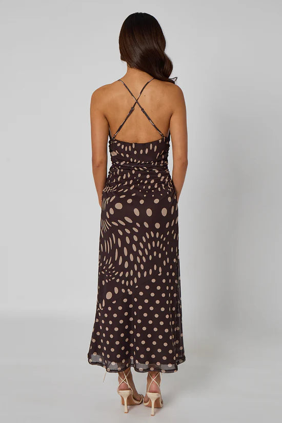 SPOT RUCHED FRONT DRESS