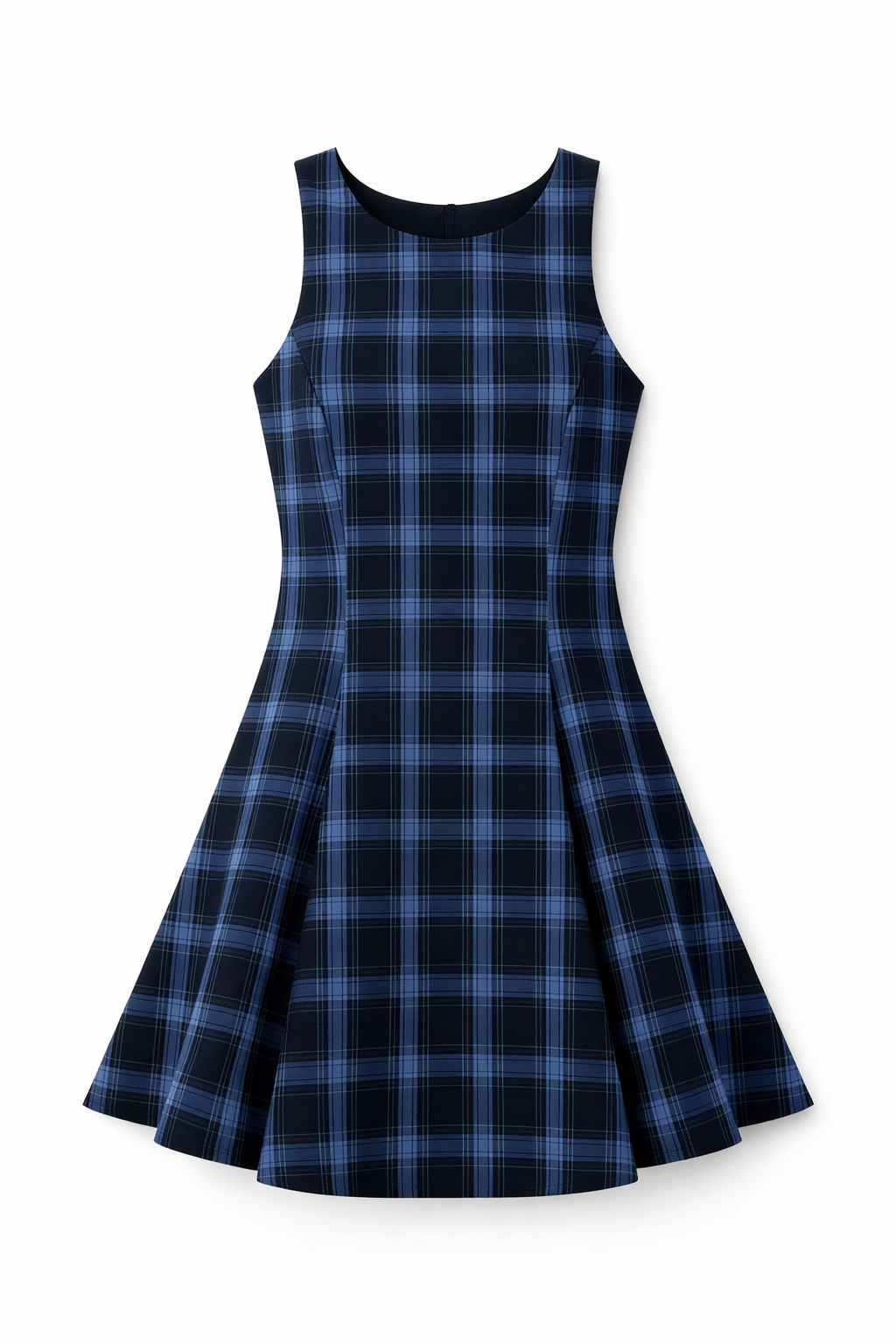 Checked Dress - Navy